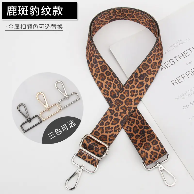 Leopard Print Crossbody Bag Strap Adjustable Gold - Image 7
