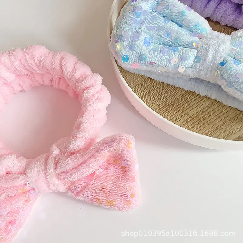 White Sequin Bow Hair Belt for Women - Image 11