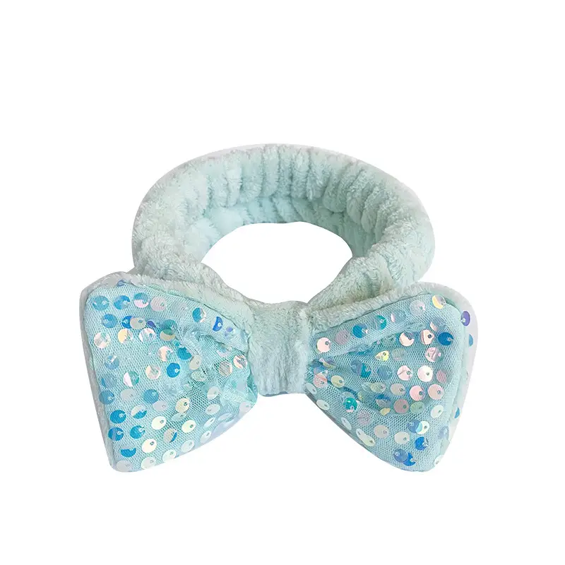 White Sequin Bow Hair Belt for Women - Image 12
