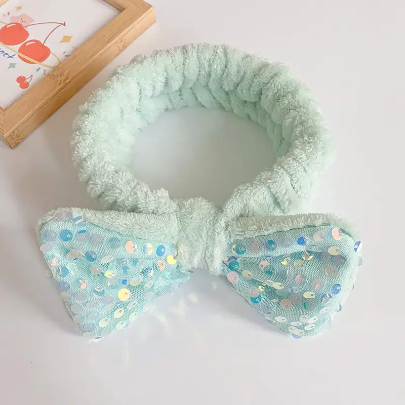 White Sequin Bow Hair Belt for Women - Image 5