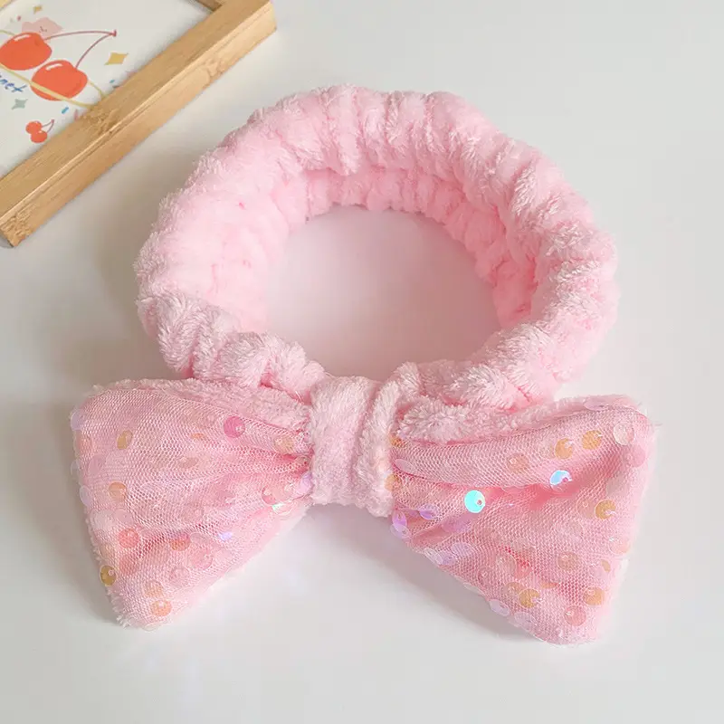 White Sequin Bow Hair Belt for Women - Image 6