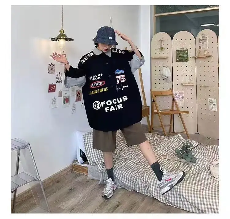 Women Printed Racing Shirt Blue Gray Pants Summer Wear — feature 10