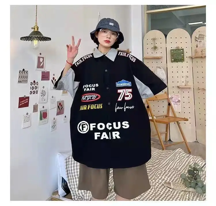 Women Printed Racing Shirt Blue Gray Pants Summer Wear — feature 4