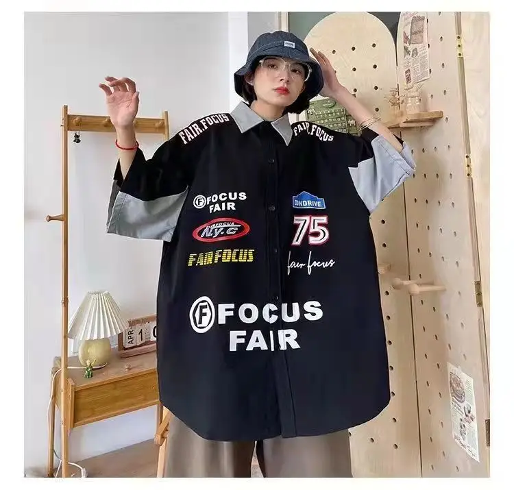 Women Printed Racing Shirt Blue Gray Pants Summer Wear — feature 5