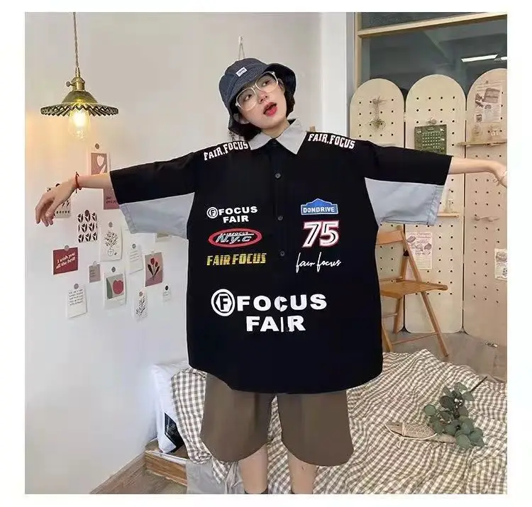 Women Printed Racing Shirt Blue Gray Pants Summer Wear — feature 7