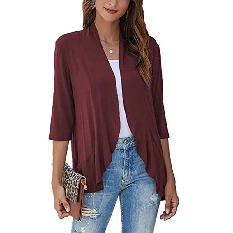 Black Seven-Sleeve Cardigan Jacket for Women - Image 11