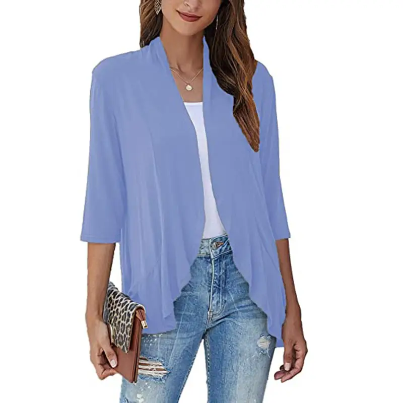 Black Seven-Sleeve Cardigan Jacket for Women - Image 12