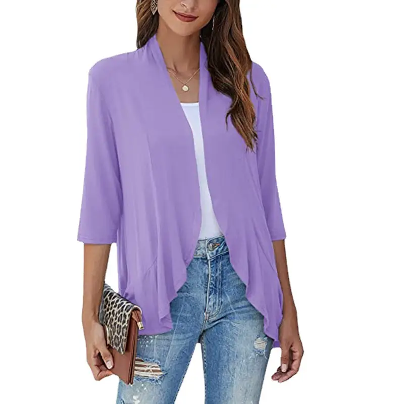 Black Seven-Sleeve Cardigan Jacket for Women - Image 13