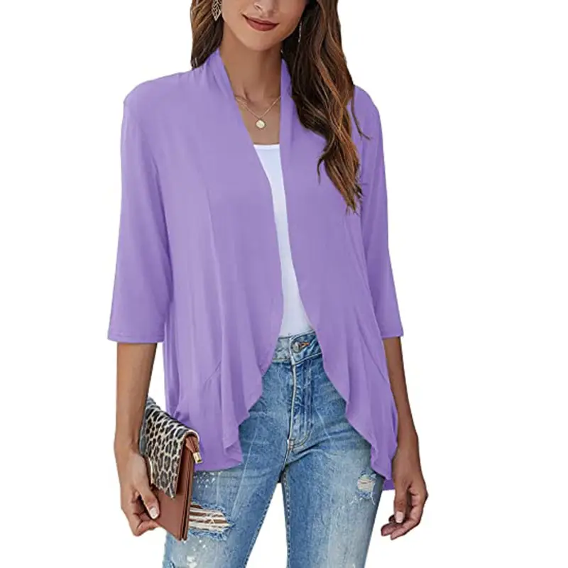 Black Seven-Sleeve Cardigan Jacket for Women - Image 3