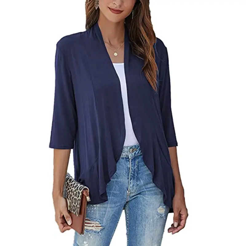 Black Seven-Sleeve Cardigan Jacket for Women - Image 8