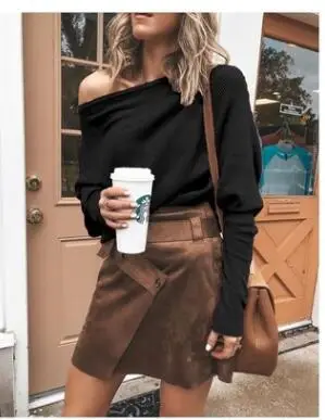 Women One-Off-Shoulder Raglan Sleeve Sweater Short Pants Set