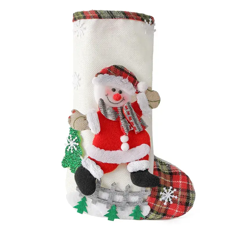 Christmas Santa Stocking with Plaid Boots Decor - Image 2