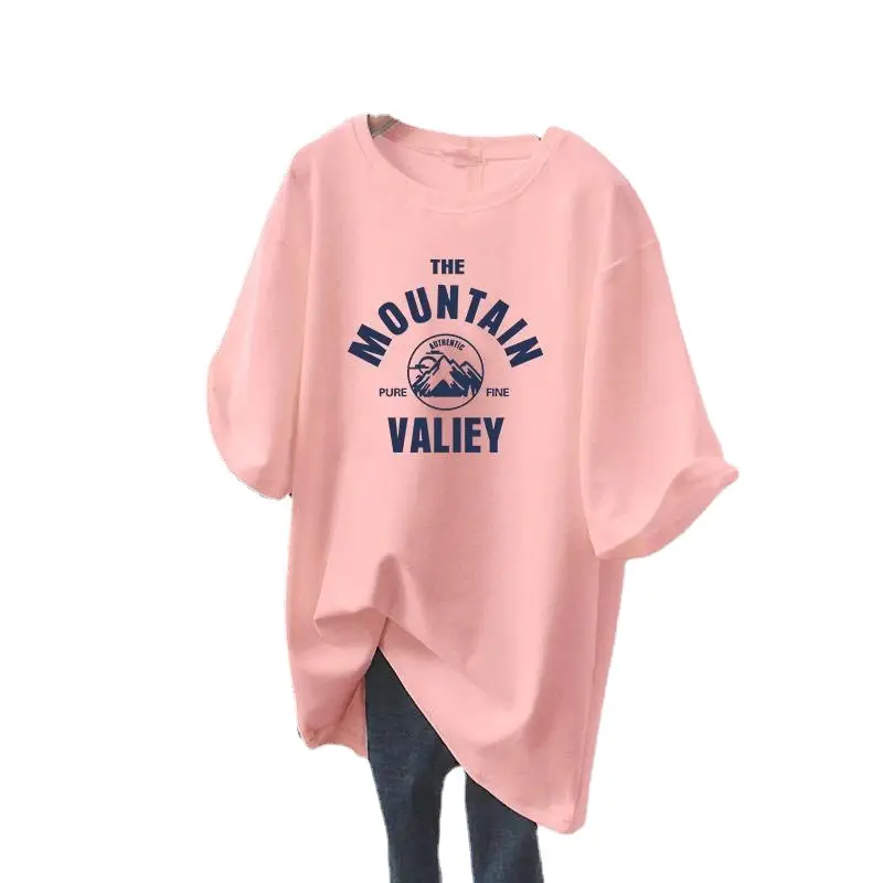 Plus Size Printed T-Shirt Grey Mountain Valley Design