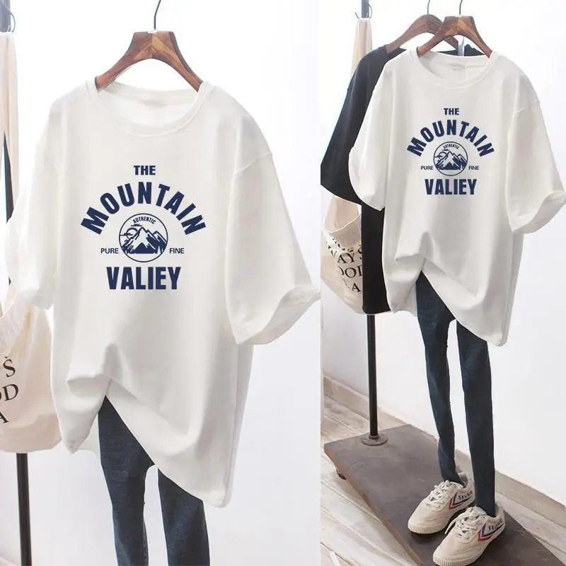 Plus Size Printed T-Shirt Grey Mountain Valley Design — feature 14