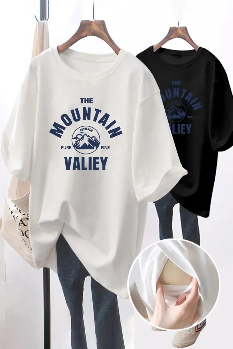 Plus Size Printed T-Shirt Grey Mountain Valley Design — feature 16