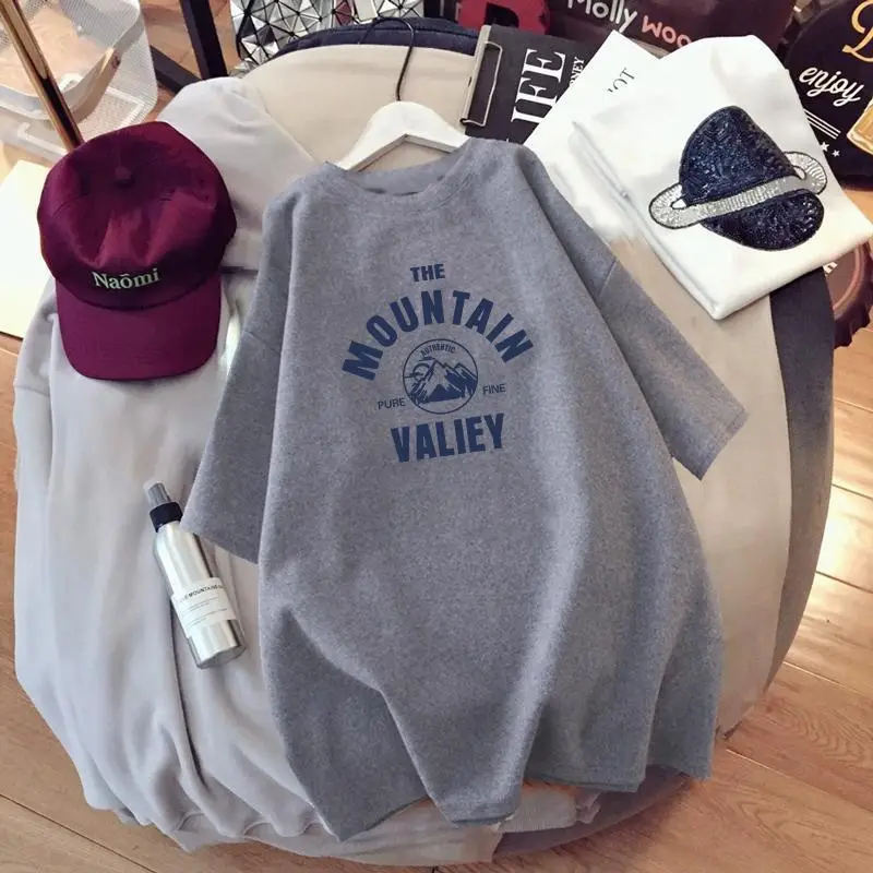 Plus Size Printed T-Shirt Grey Mountain Valley Design — feature 19