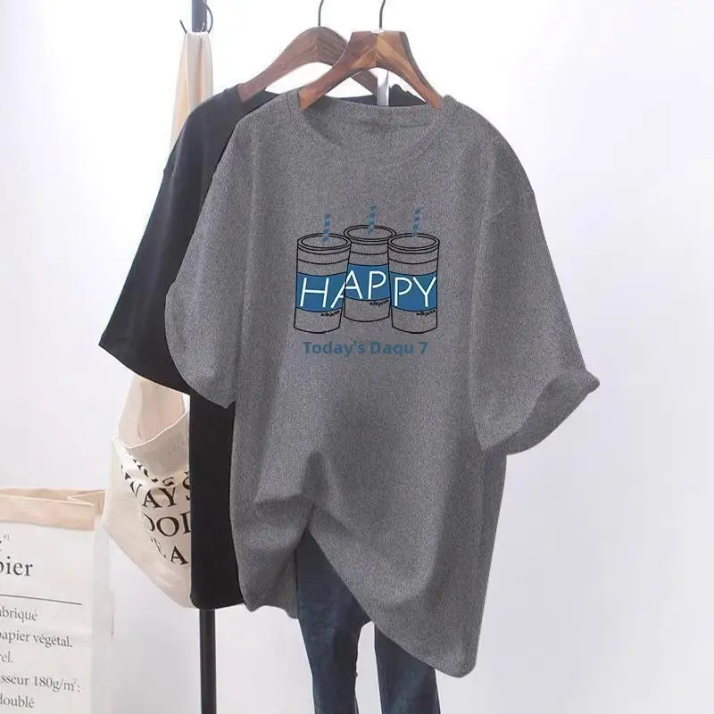 Plus Size Printed T-Shirt Grey Mountain Valley Design