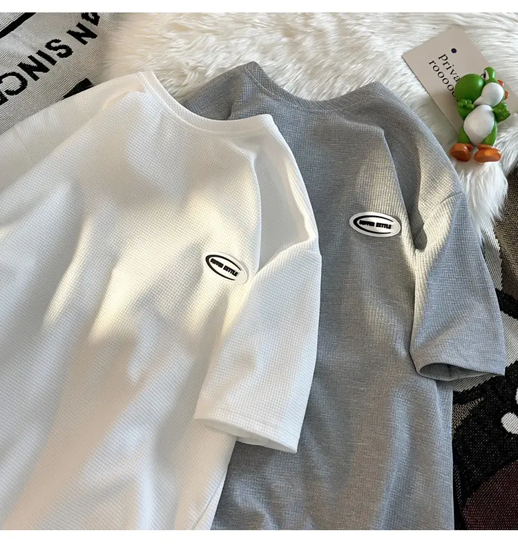 Men's White T-Shirt Loose Fit Short Sleeve Casual Wear — feature 14