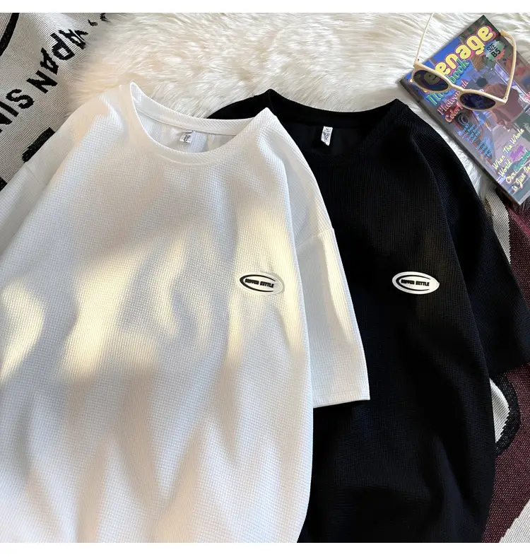 Men's White T-Shirt Loose Fit Short Sleeve Casual Wear — feature 21