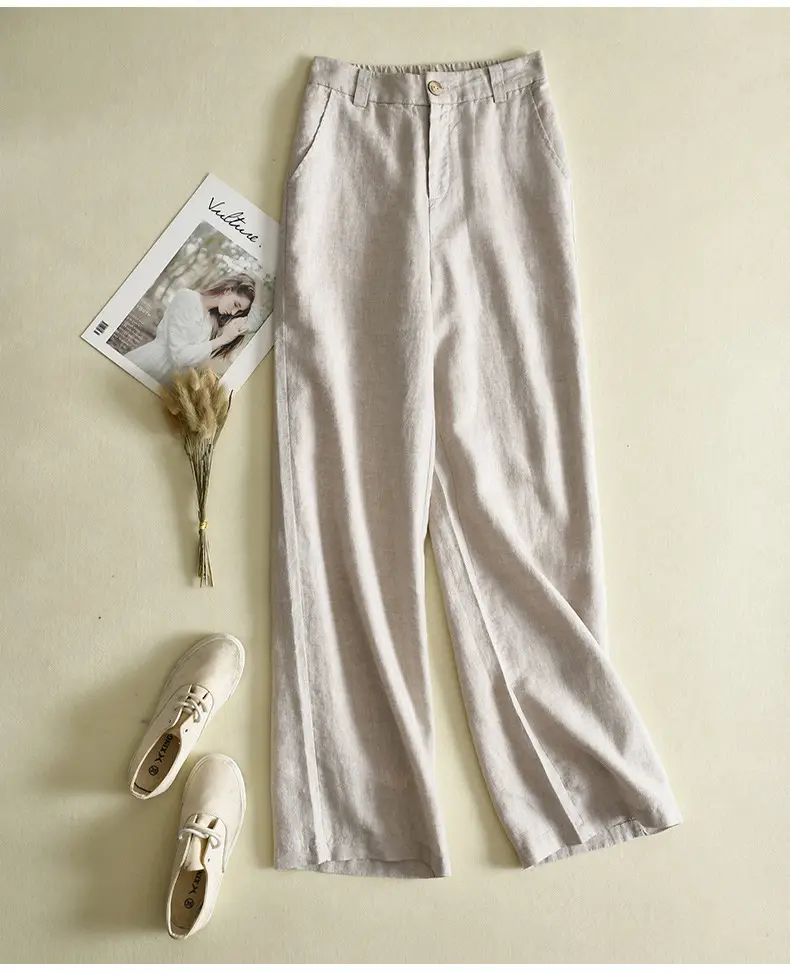 2024 Black Thin Casual Linen Pants Women — feature 10