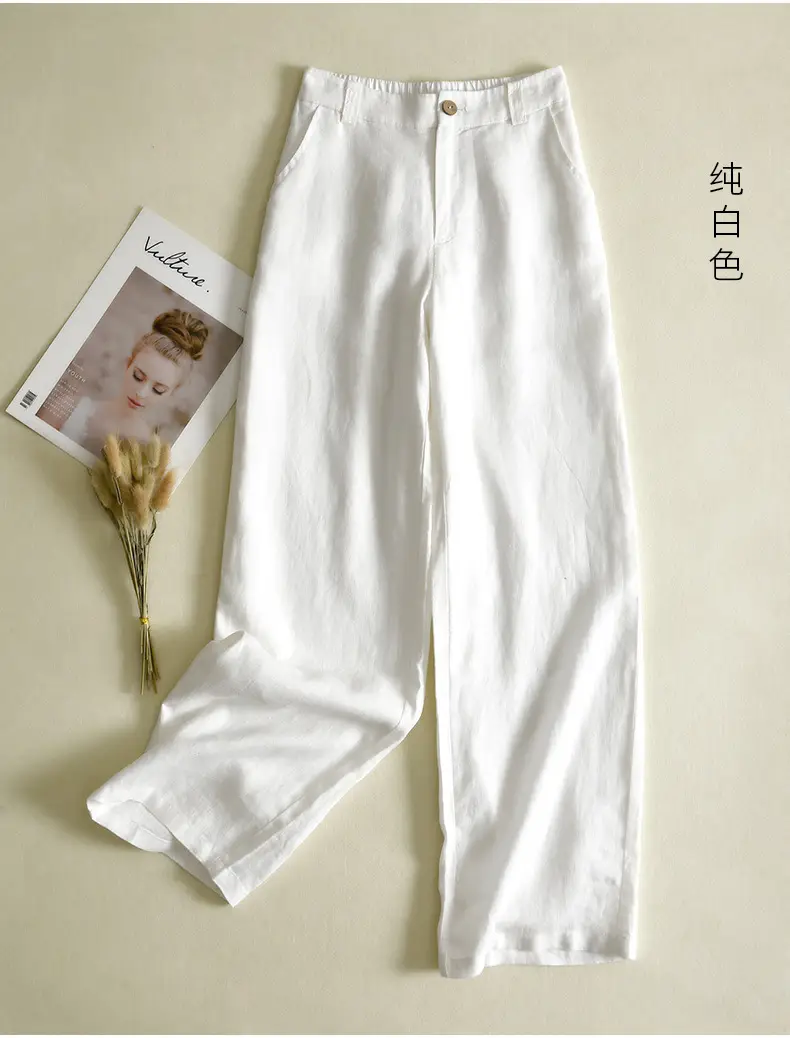 2024 Black Thin Casual Linen Pants Women — feature 11