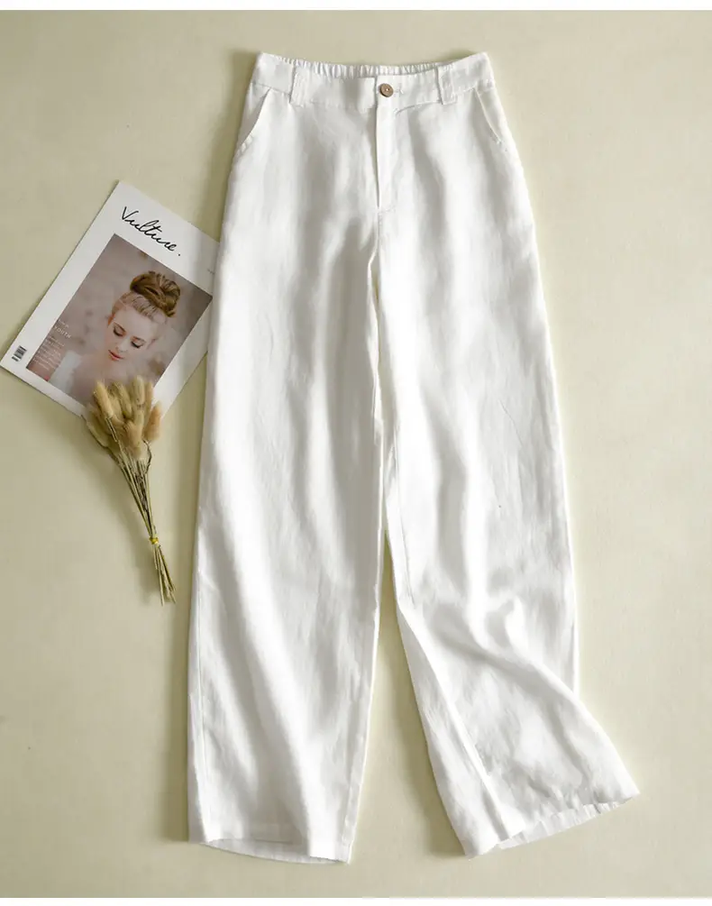 2024 Black Thin Casual Linen Pants Women — feature 12