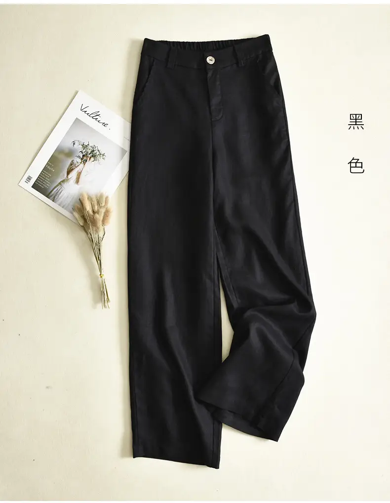 2024 Black Thin Casual Linen Pants Women — feature 13