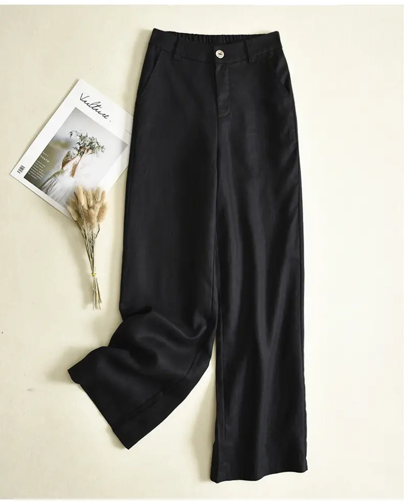 2024 Black Thin Casual Linen Pants Women — feature 14