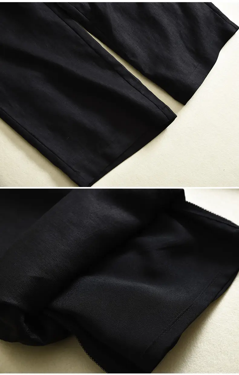 2024 Black Thin Casual Linen Pants Women — feature 16