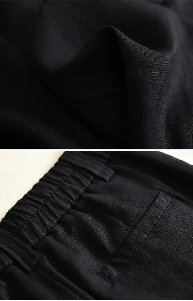 2024 Black Thin Casual Linen Pants Women — feature 17