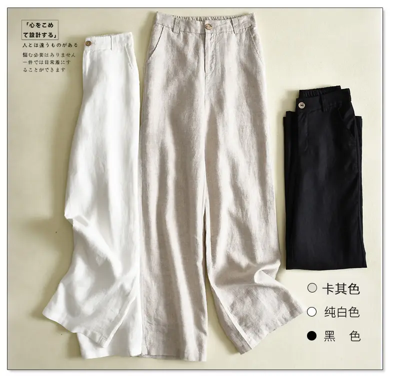 2024 Black Thin Casual Linen Pants Women — feature 2