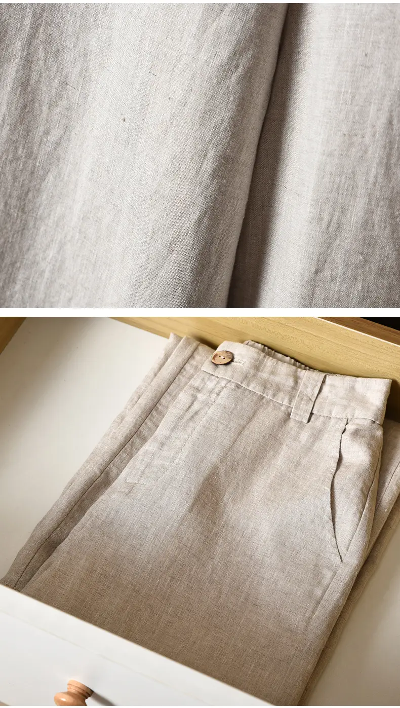 2024 Black Thin Casual Linen Pants Women — feature 20