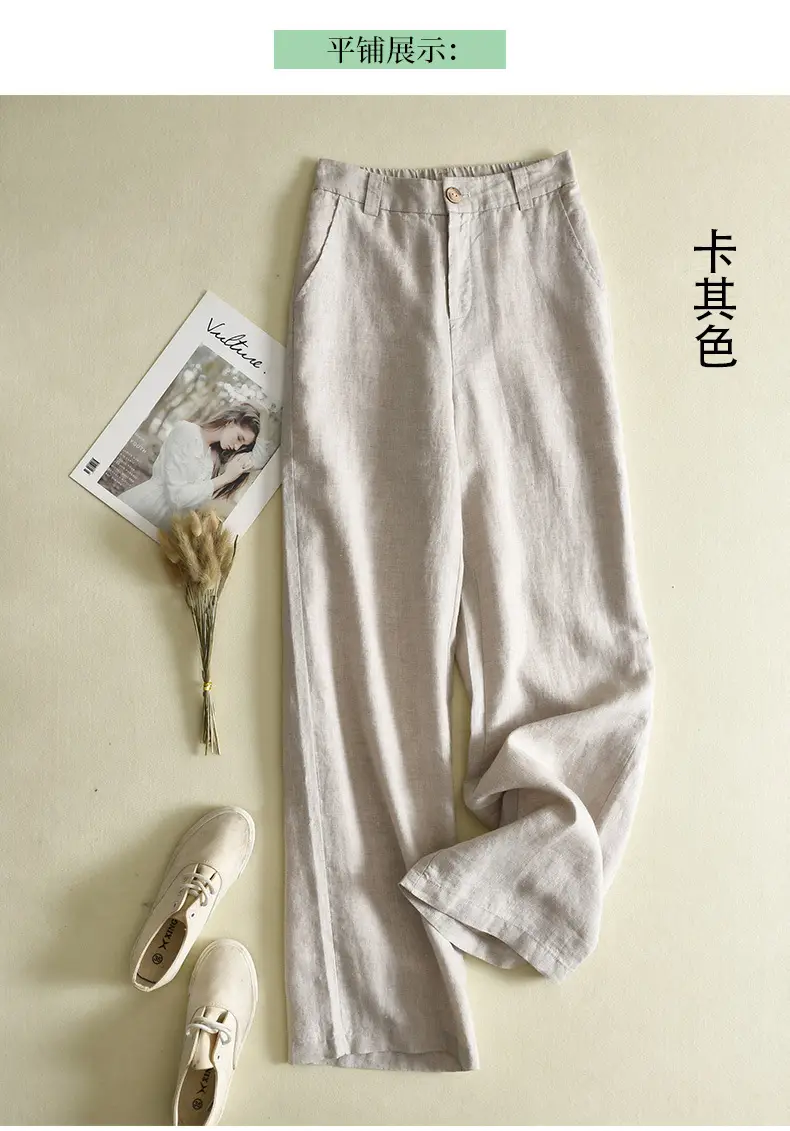 2024 Black Thin Casual Linen Pants Women — feature 8