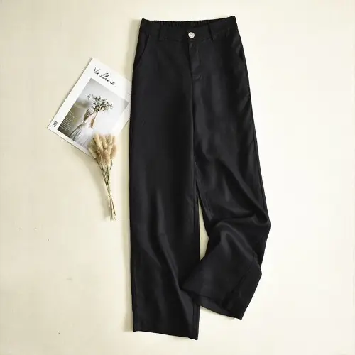 2024 Black Thin Casual Linen Pants Women - Image 2