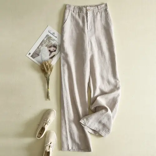2024 Black Thin Casual Linen Pants Women - Image 3