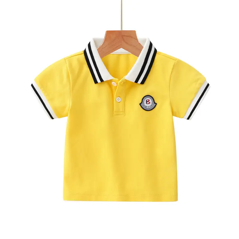 Children's Yellow Polo Shirt with Badge Short Sleeve - Image 4