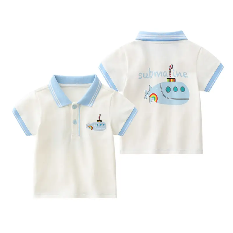 Children's Yellow Polo Shirt with Badge Short Sleeve - Image 2