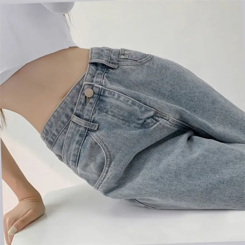 Women's Light Blue Wide Leg Slim Jeans High Waist - Image 6