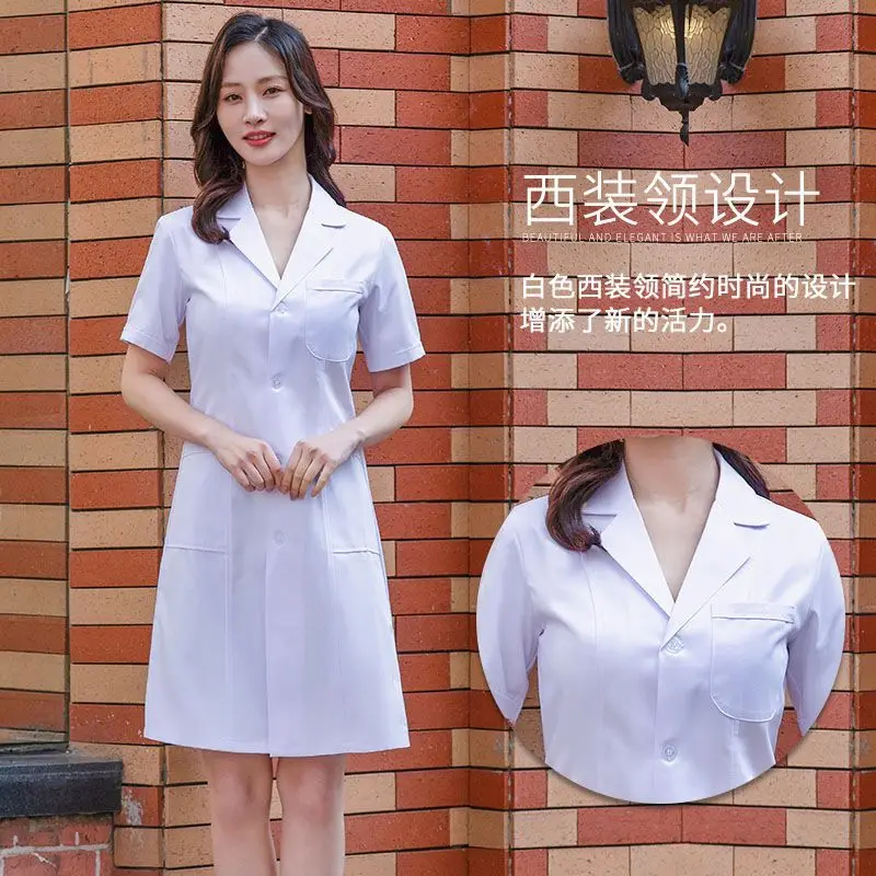 White Medical Work Gown for Men Women 4 Seasons Thin Long Sleeve - Image 4