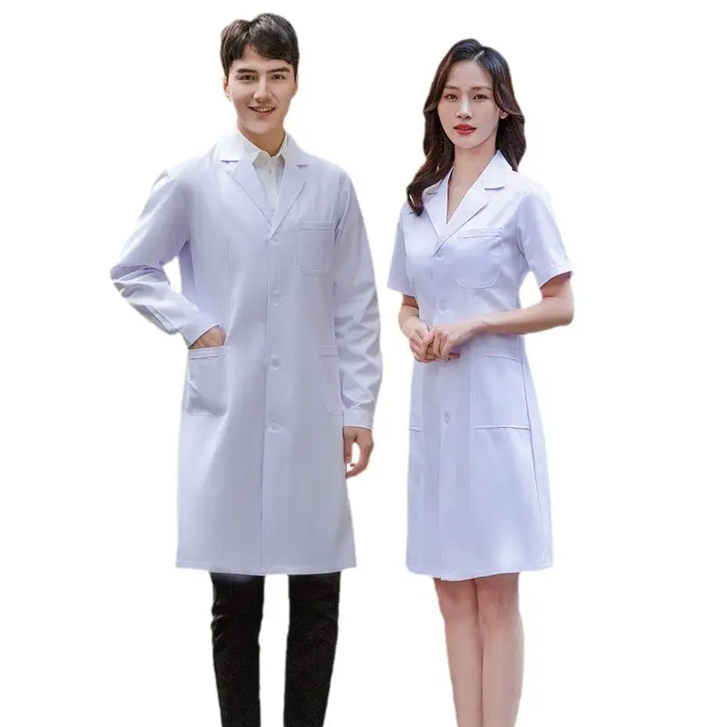 White Medical Work Gown for Men Women 4 Seasons Thin Long Sleeve - Image 5