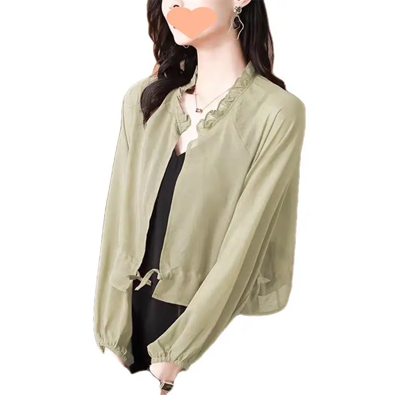 Chiffon Sun-Protective Cardigan Small Shawl Summer with Suspender Skirt Outer Blouse Loose Slimming Short Coat Top