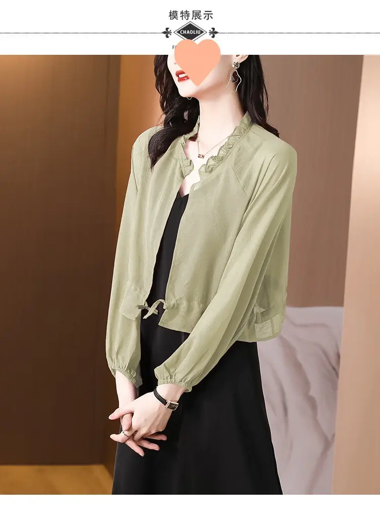 Chiffon Sun-Protective Cardigan Small Shawl Summer with Suspender Skirt Outer Blouse Loose Slimming Short Coat Top — feature 18