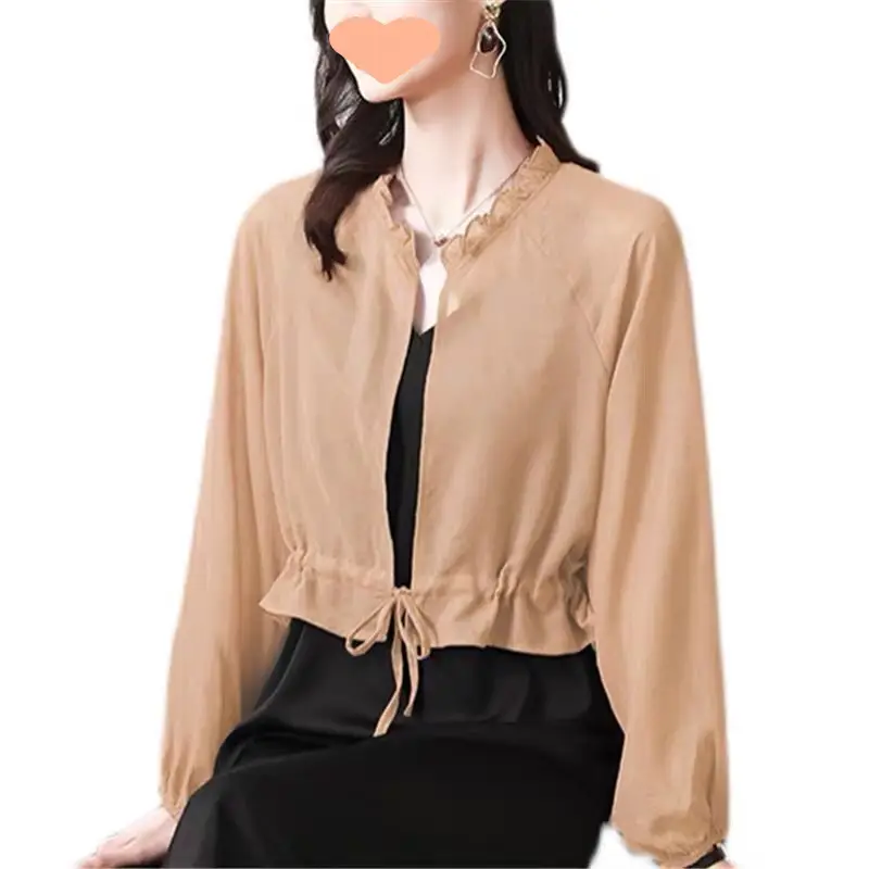 Chiffon Sun-Protective Cardigan Small Shawl Summer with Suspender Skirt Outer Blouse Loose Slimming Short Coat Top — feature 2