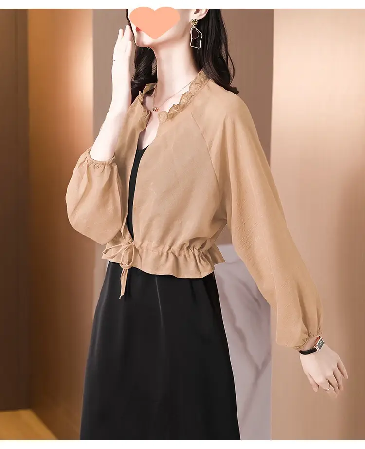 Chiffon Sun-Protective Cardigan Small Shawl Summer with Suspender Skirt Outer Blouse Loose Slimming Short Coat Top — feature 20