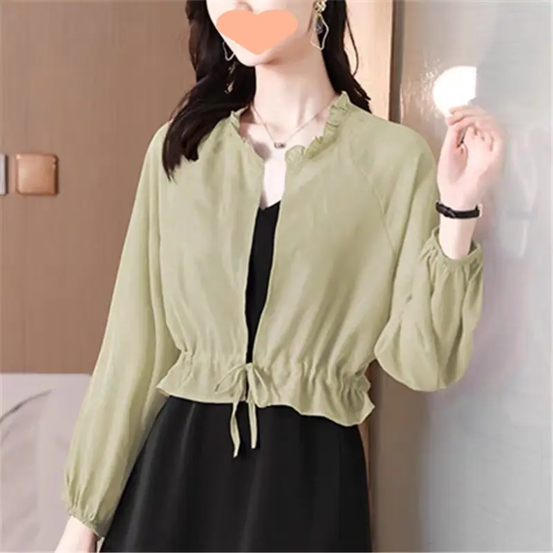 Chiffon Sun-Protective Cardigan Small Shawl Summer with Suspender Skirt Outer Blouse Loose Slimming Short Coat Top — feature 4