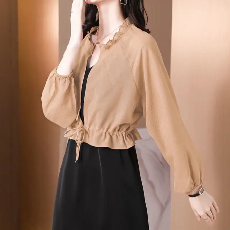 Chiffon Sun-Protective Cardigan Small Shawl Summer with Suspender Skirt Outer Blouse Loose Slimming Short Coat Top