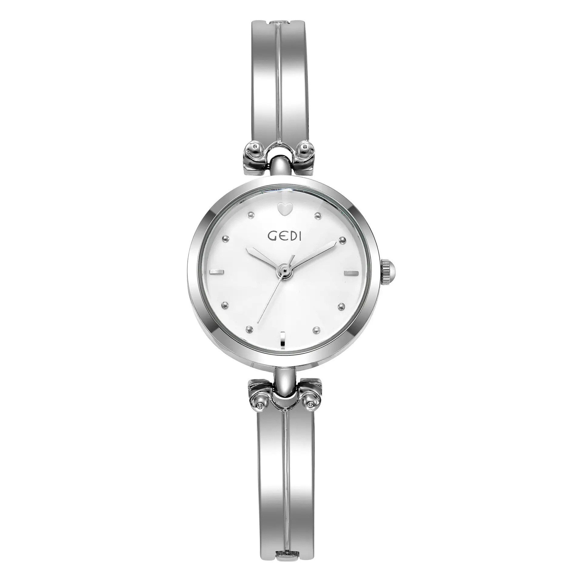 Women's Silver Quartz Bracelet Watch with Diamond Details - Image 9