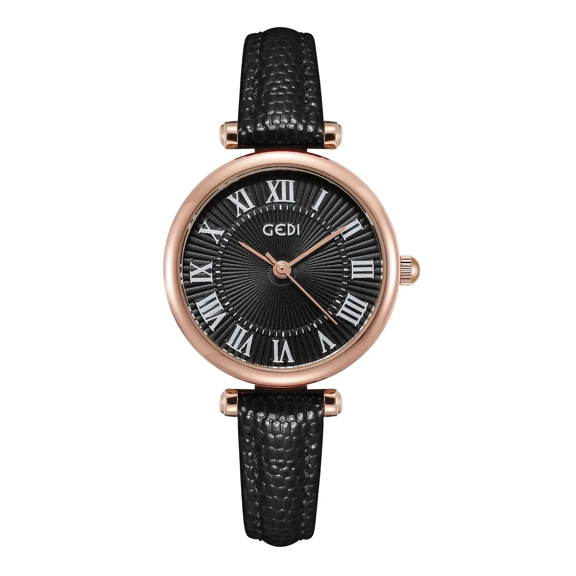 Gold Retro Women's Quartz Watch with Black Strap - Image 2