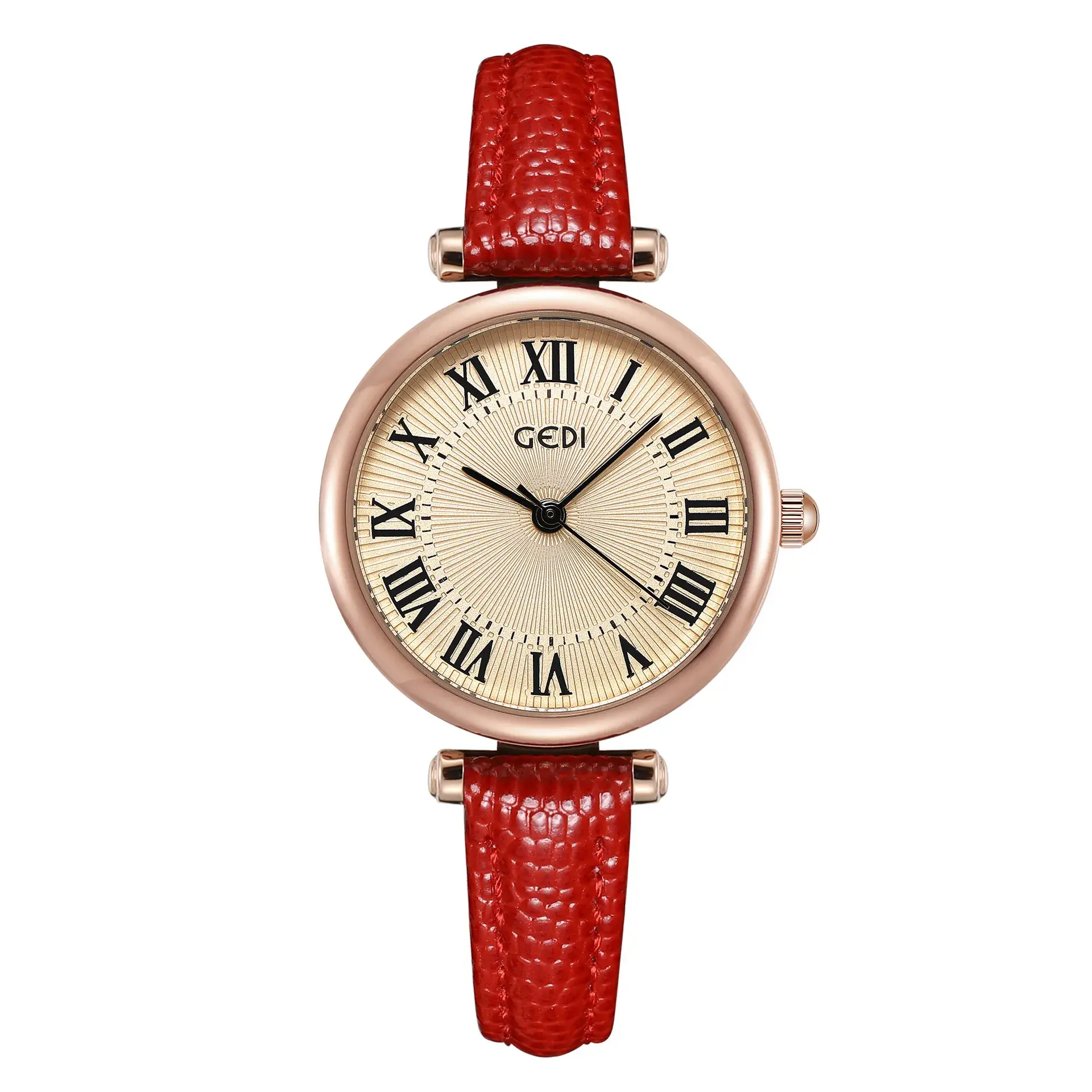 Gold Retro Women's Quartz Watch with Black Strap - Image 3