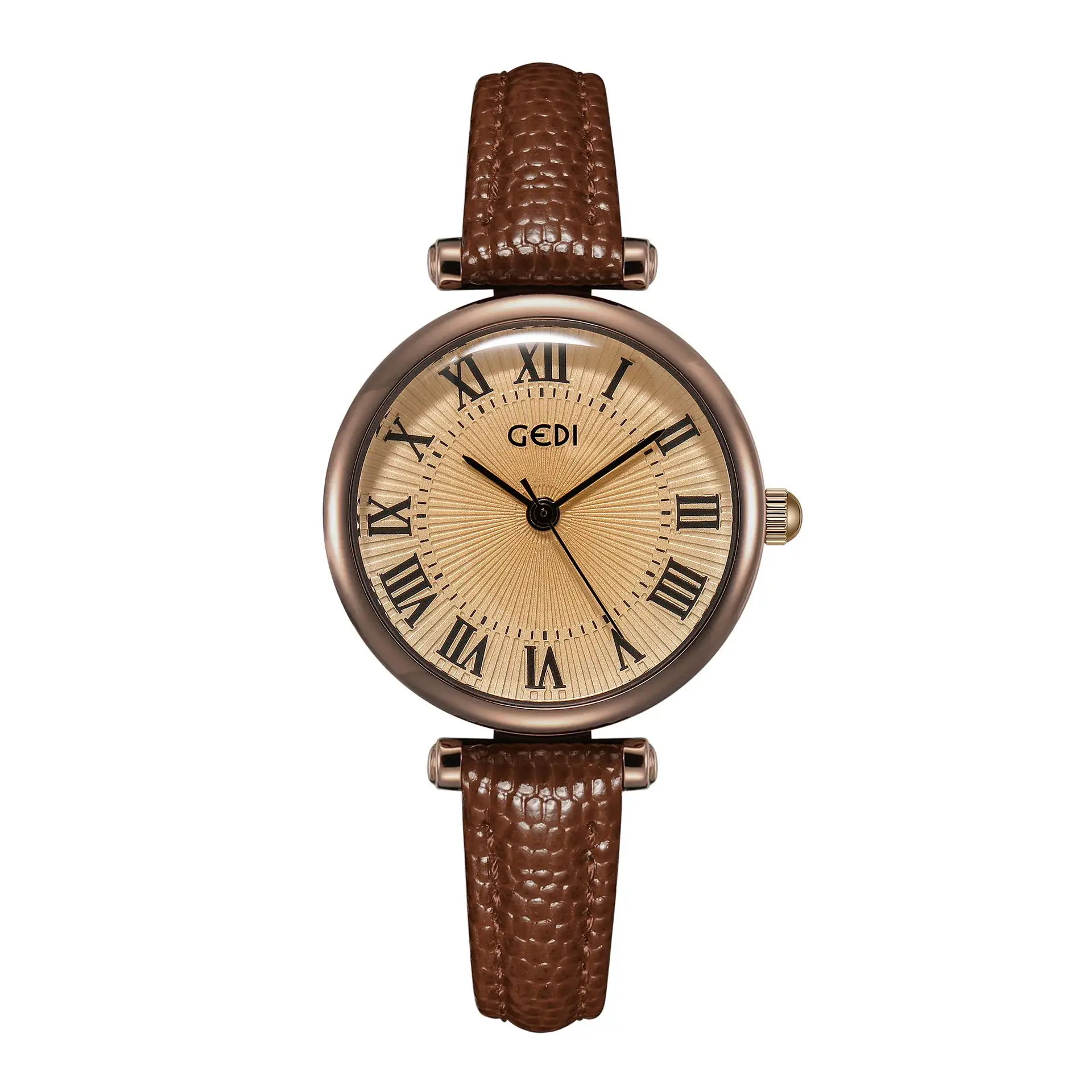 Gold Retro Women's Quartz Watch with Black Strap - Image 4